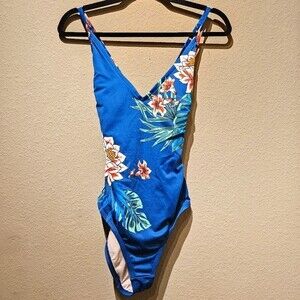 Kona Sol V Neck Floral One Piece Bathing Suit Size S